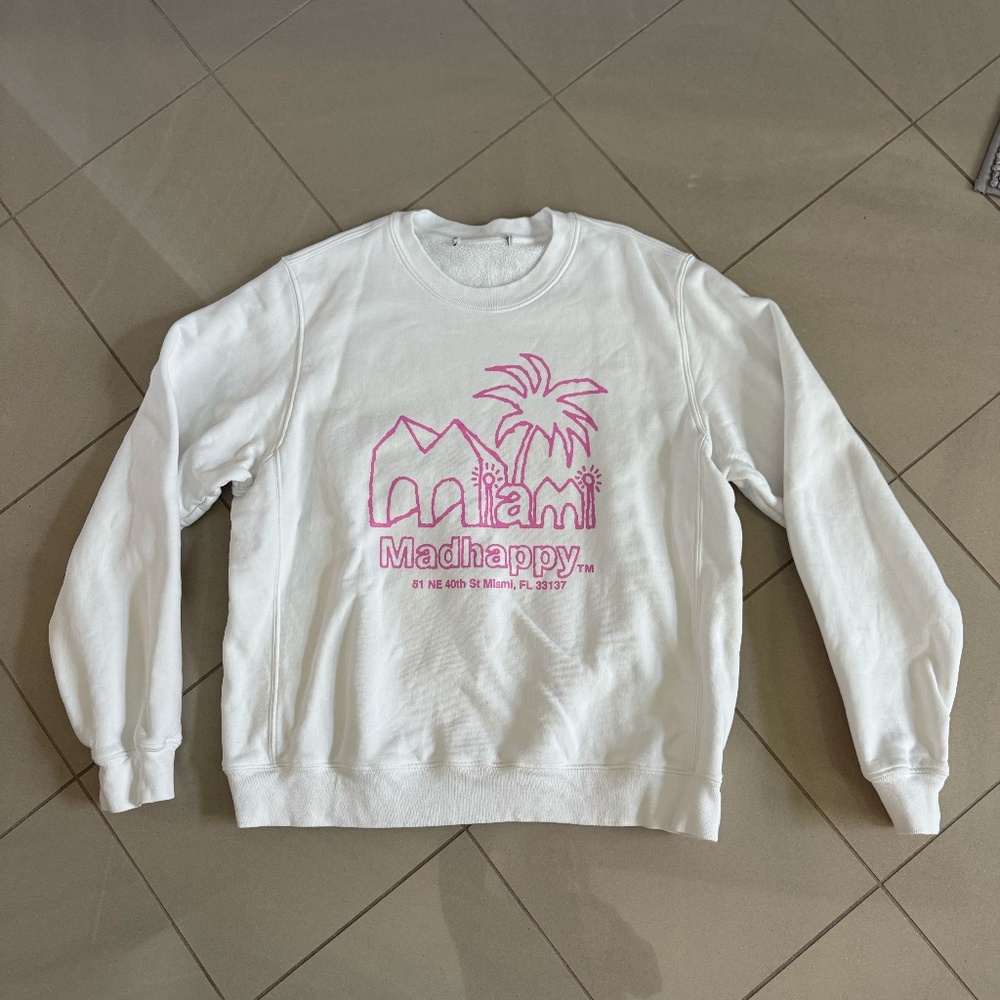 Madhappy Miami Fleece Crewneck-Optic white/pink-Size Large